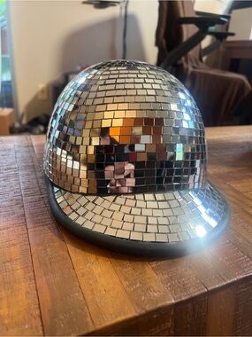 Sea Dragon Studio Festival Raver Disco Ball Glass Mirrored Helmet sz Small